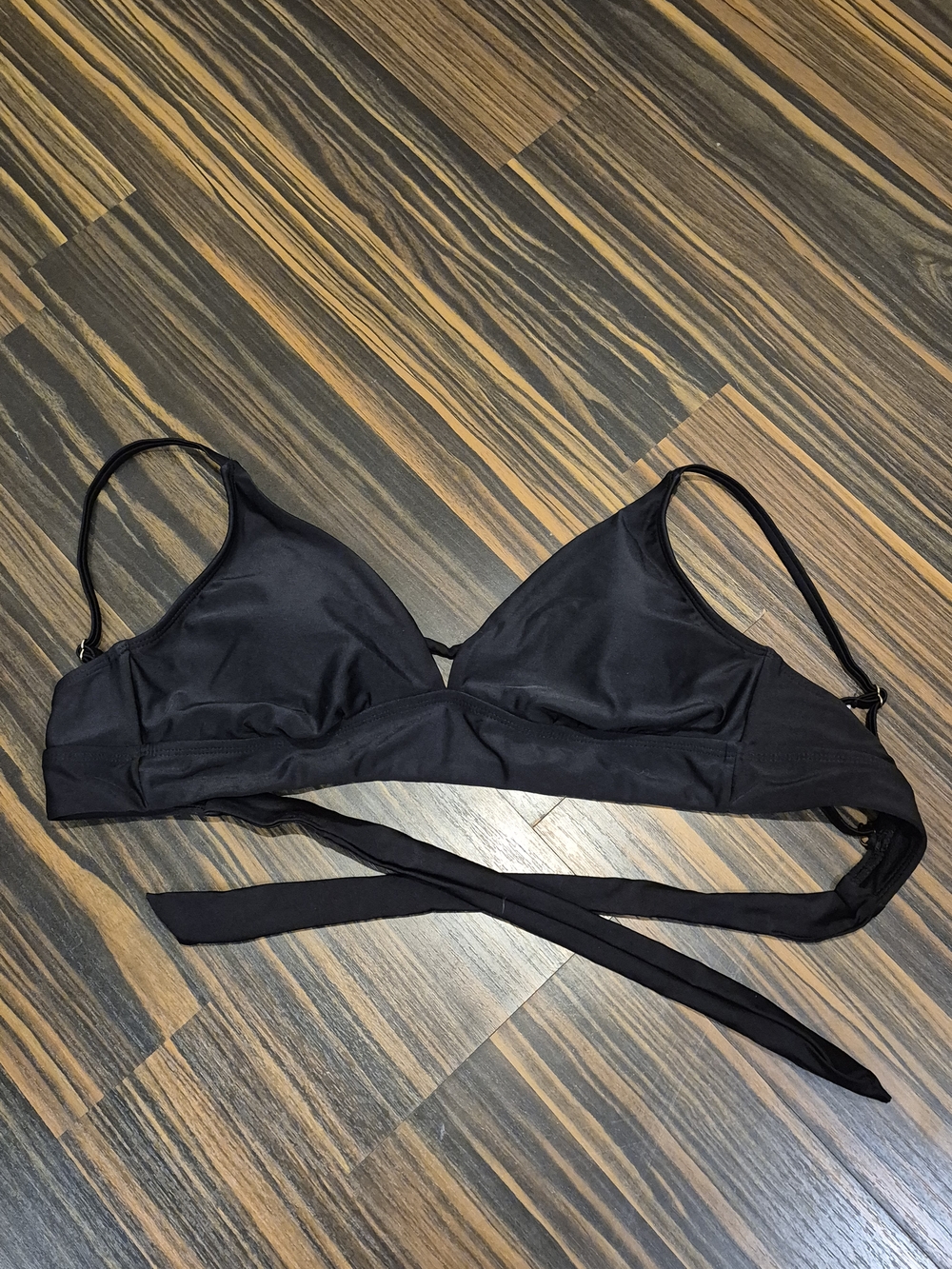 No Boundaries Black Wrap Triangle Bikini Top